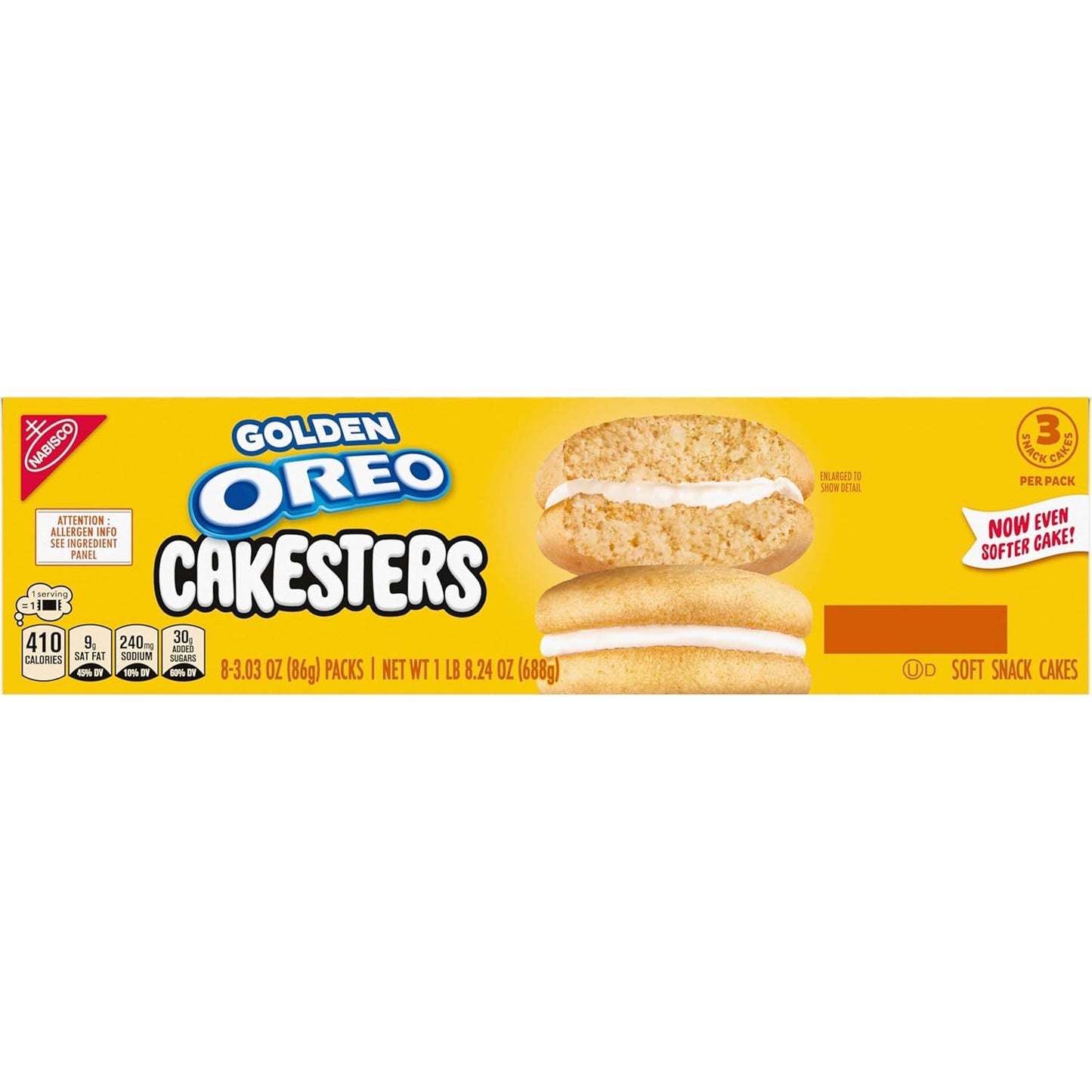 OREO Golden Cakesters – Pre-Portioned Office Desk Drawer Snack Packs for Afternoon Energy, 8-Box Bulk