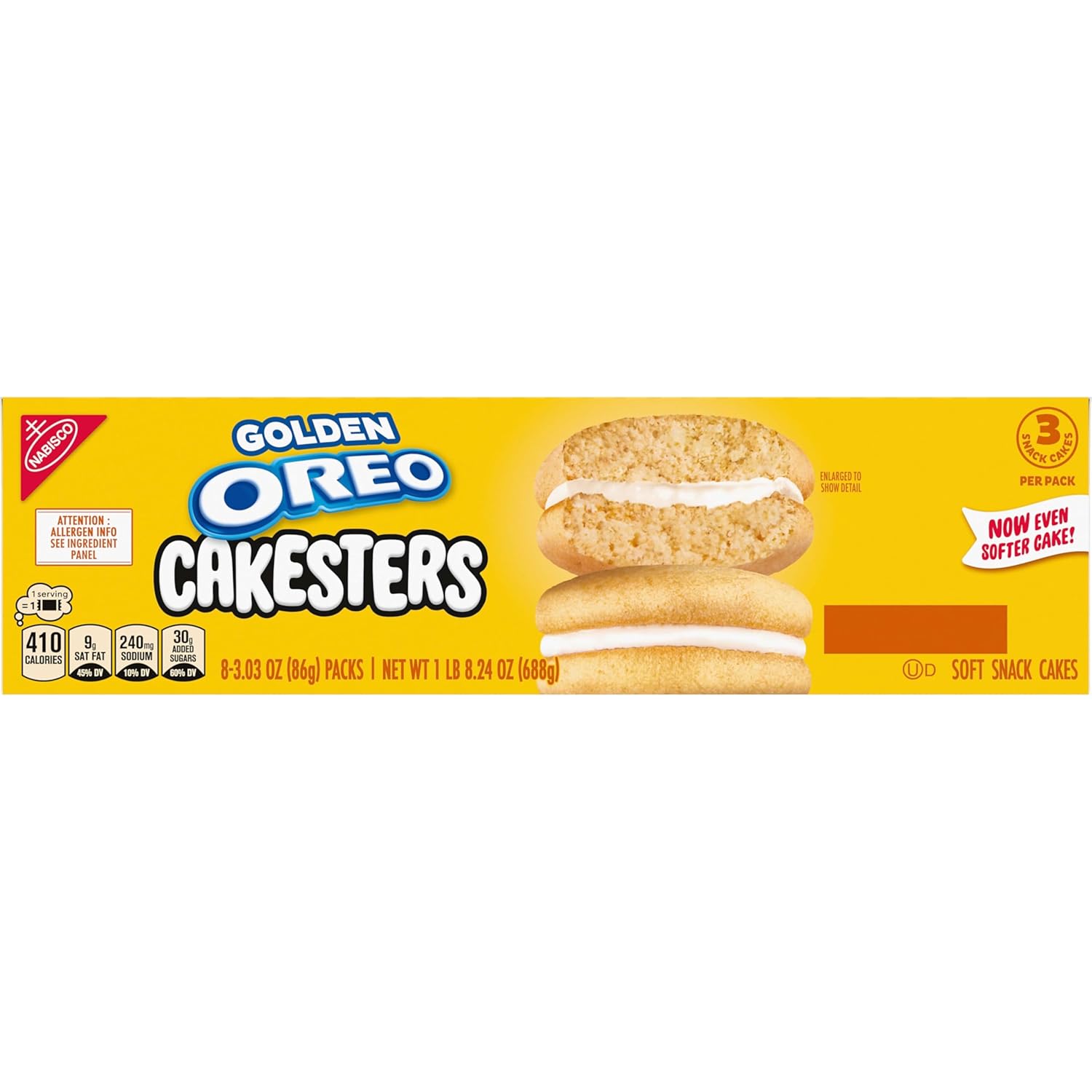 OREO Golden Cakesters – Pre-Portioned Office Desk Drawer Snack Packs for Afternoon Energy, 8-Box Bulk
