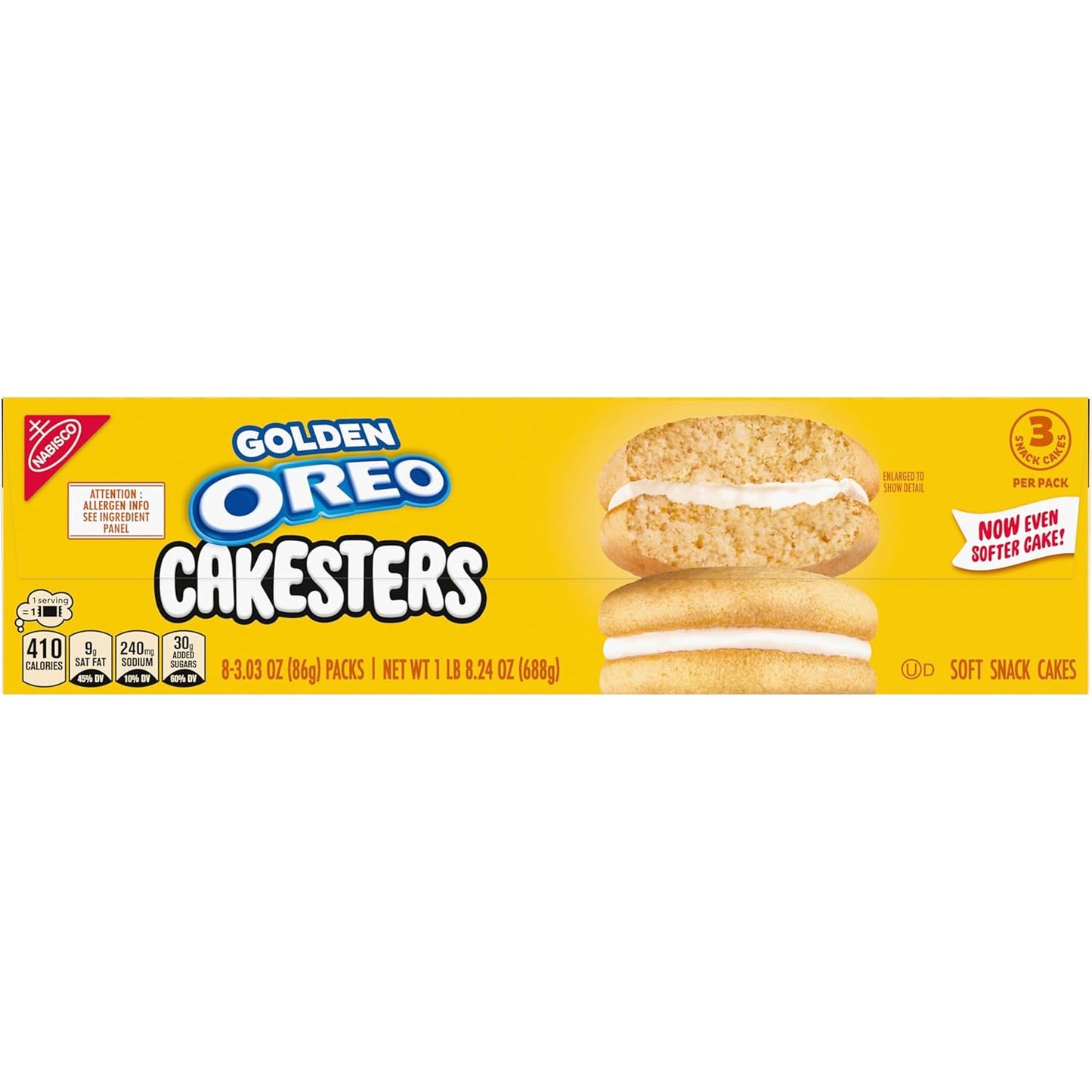 OREO Golden Cakesters – Pre-Portioned Office Desk Drawer Snack Packs for Afternoon Energy, 8-Box Bulk