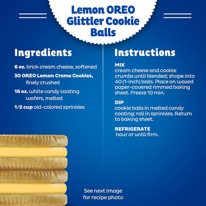 OREO Lemon Creme Cookies – After-School Treat for Children, Golden Vanilla Wafers Party Pack 24.95 oz
