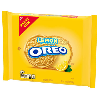 OREO Lemon Creme Cookies – After-School Treat for Children, Golden Vanilla Wafers Party Pack 24.95 oz