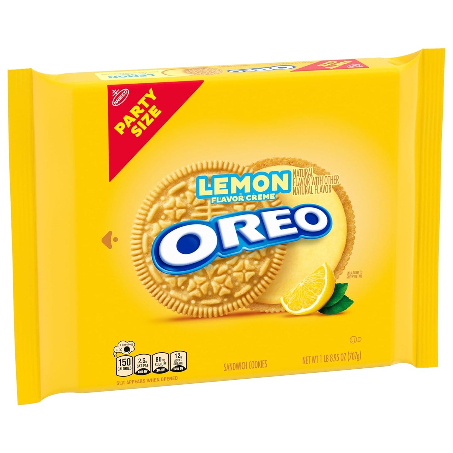 OREO Lemon Creme Cookies – After-School Treat for Children, Golden Vanilla Wafers Party Pack 24.95 oz