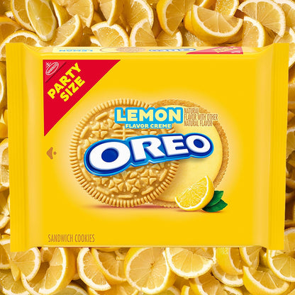 OREO Lemon Creme Cookies – After-School Treat for Children, Golden Vanilla Wafers Party Pack 24.95 oz