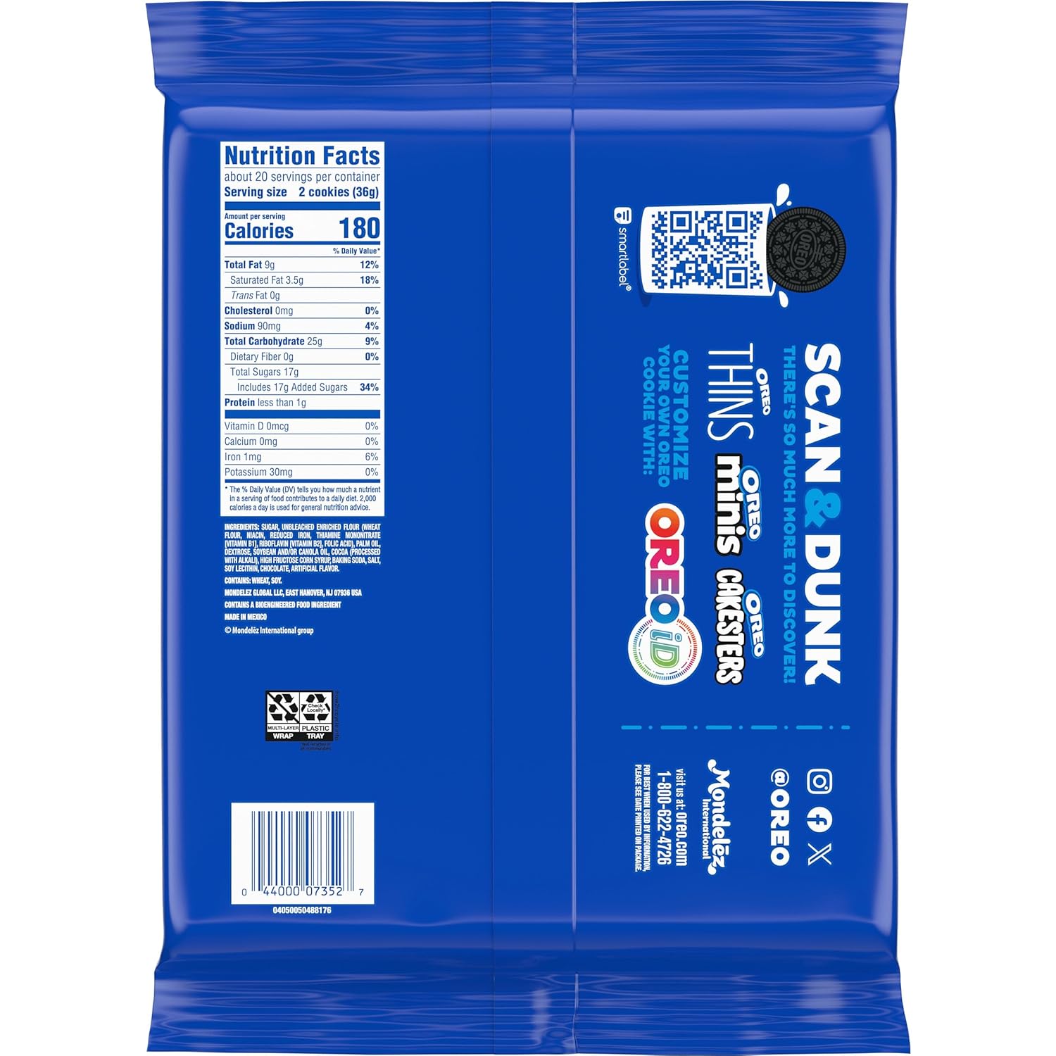 OREO Mega Stuf Cookies, Party Size 25.35 oz – Kids' Birthday Party Dessert Table Pack with Resealable Tab