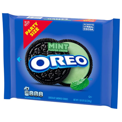 OREO Mint Creme Cookies Party Size Resealable Pouch 24.95 oz – Family Snack Pack for School Lunches and Playdates