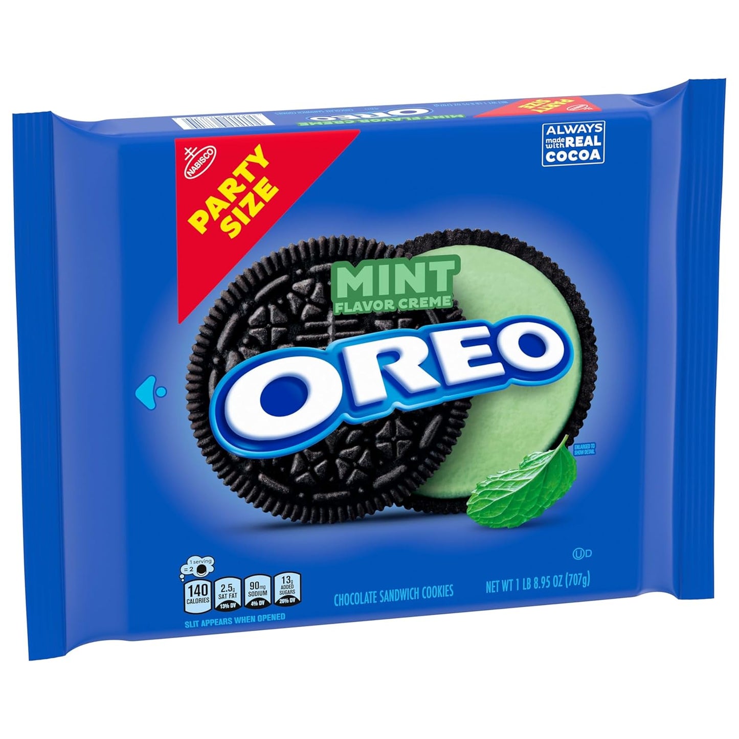 OREO Mint Creme Cookies Party Size Resealable Pouch 24.95 oz – Family Snack Pack for School Lunches and Playdates