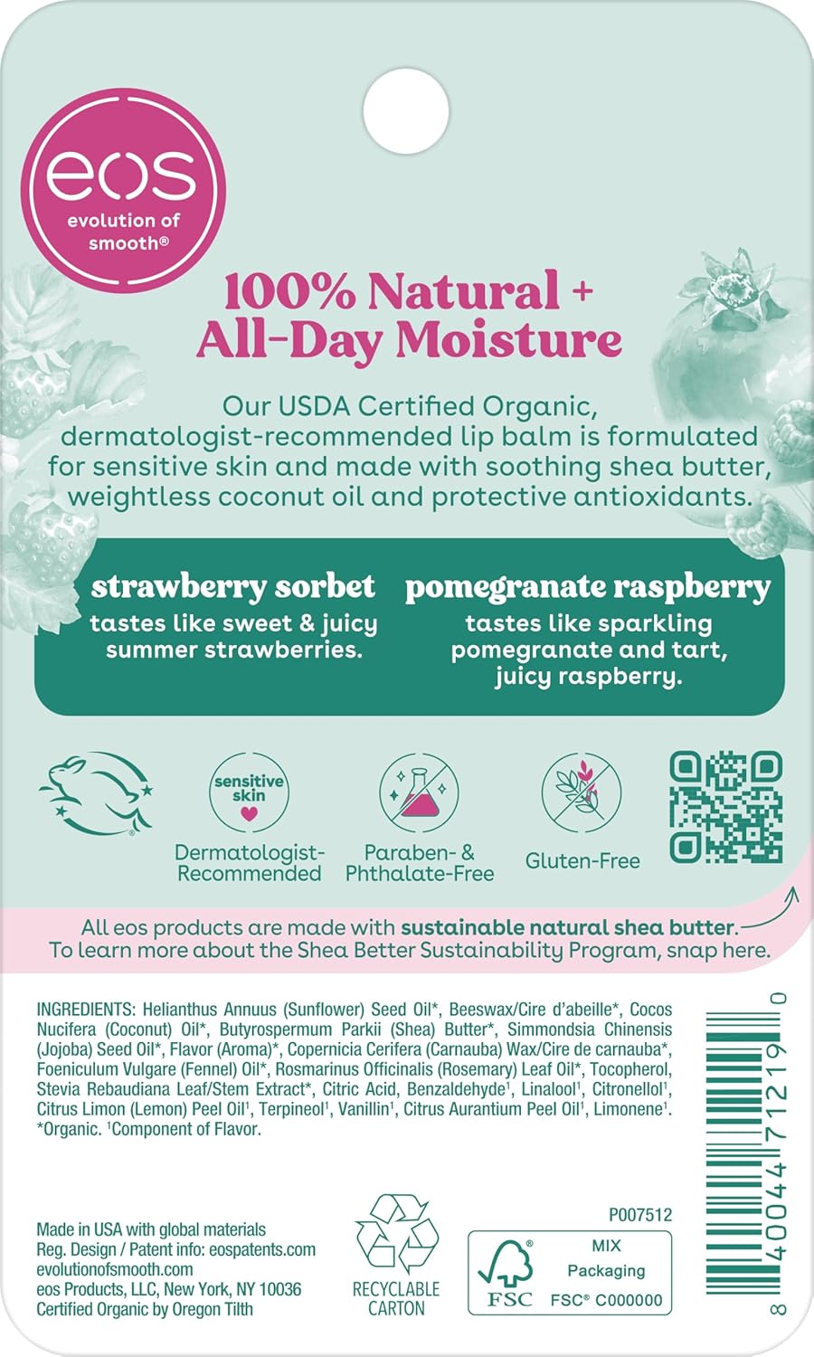 Organic Lip Balm 2-Pack – Gentle, Hypoallergenic Lip Care Safe for Teens, Dorm Rooms & School Backpacks