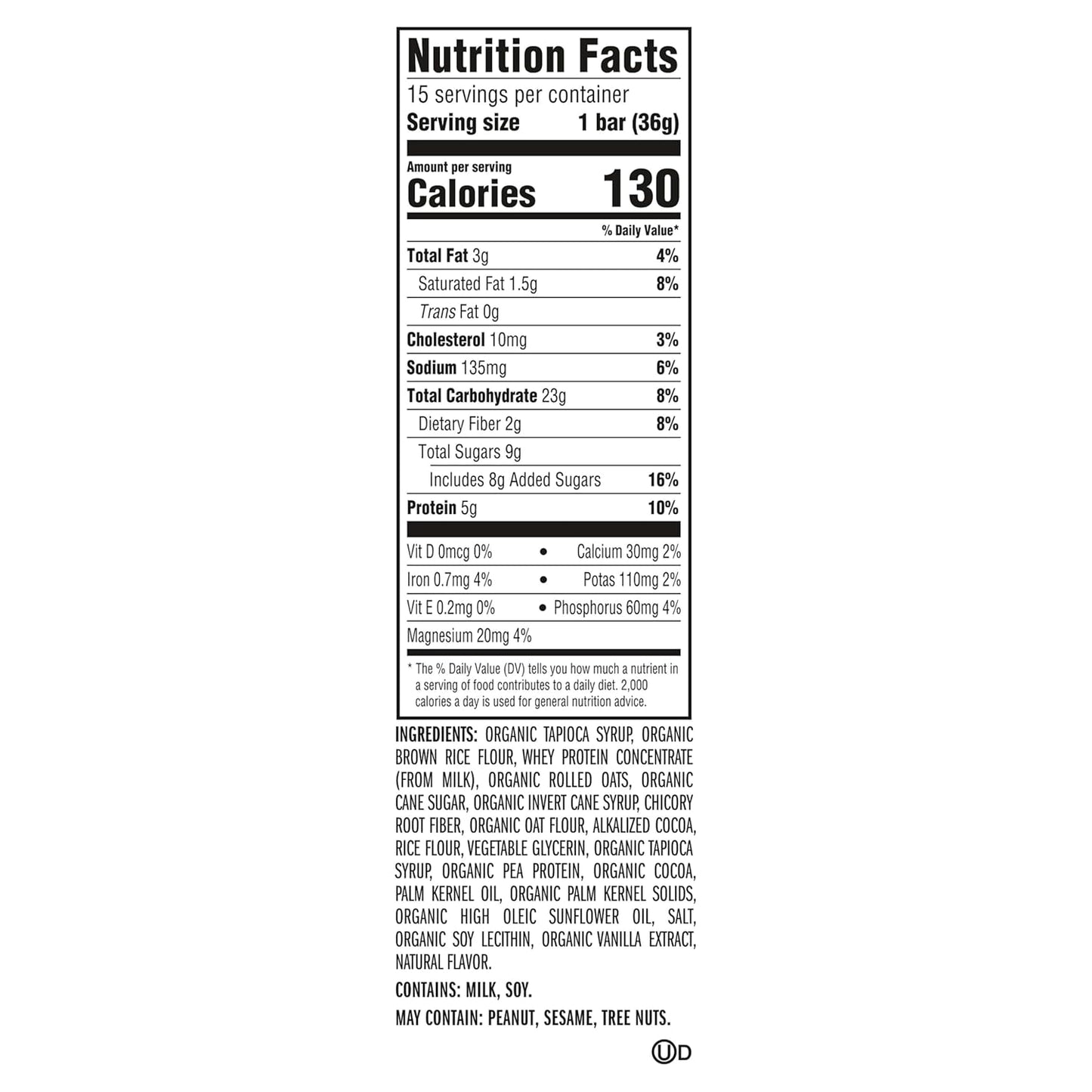 organic rolled oats and organic brown rice flour as primary base