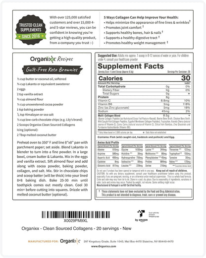 Organixx Clean Sourced Collagen Peptides – Focus Fuel for Home Office Routine, 8g Unflavored Protein in Coffee Without Slowdown