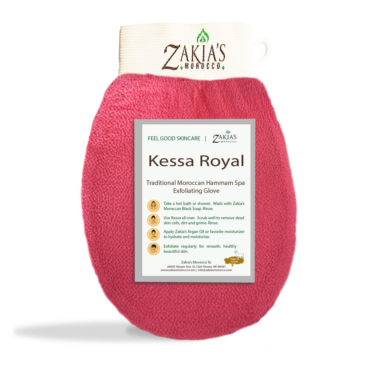 Original Kessa Exfoliating Glove - Lively Pink - Microdermabrasion Exfoliating Mitts, Removes unwanted dead skin, dirt and grime and Keratosis Pilaris. Great for spray tan removal. 1 unit