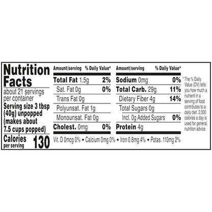 Orville Redenbacher's Gourmet Popcorn Kernels – Quick Study Snack for Dorm Room & Study Lounge, 30 oz Bulk Jar