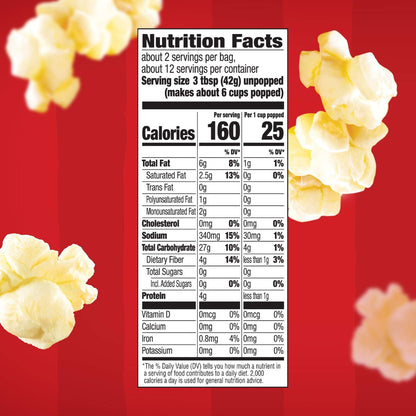 Orville Redenbacher's Light Butter Microwave Popcorn, 6-Count 2.69 oz Bags – Thoughtful Snack Lover Gift for Hosts, Holidays, and Birthdays