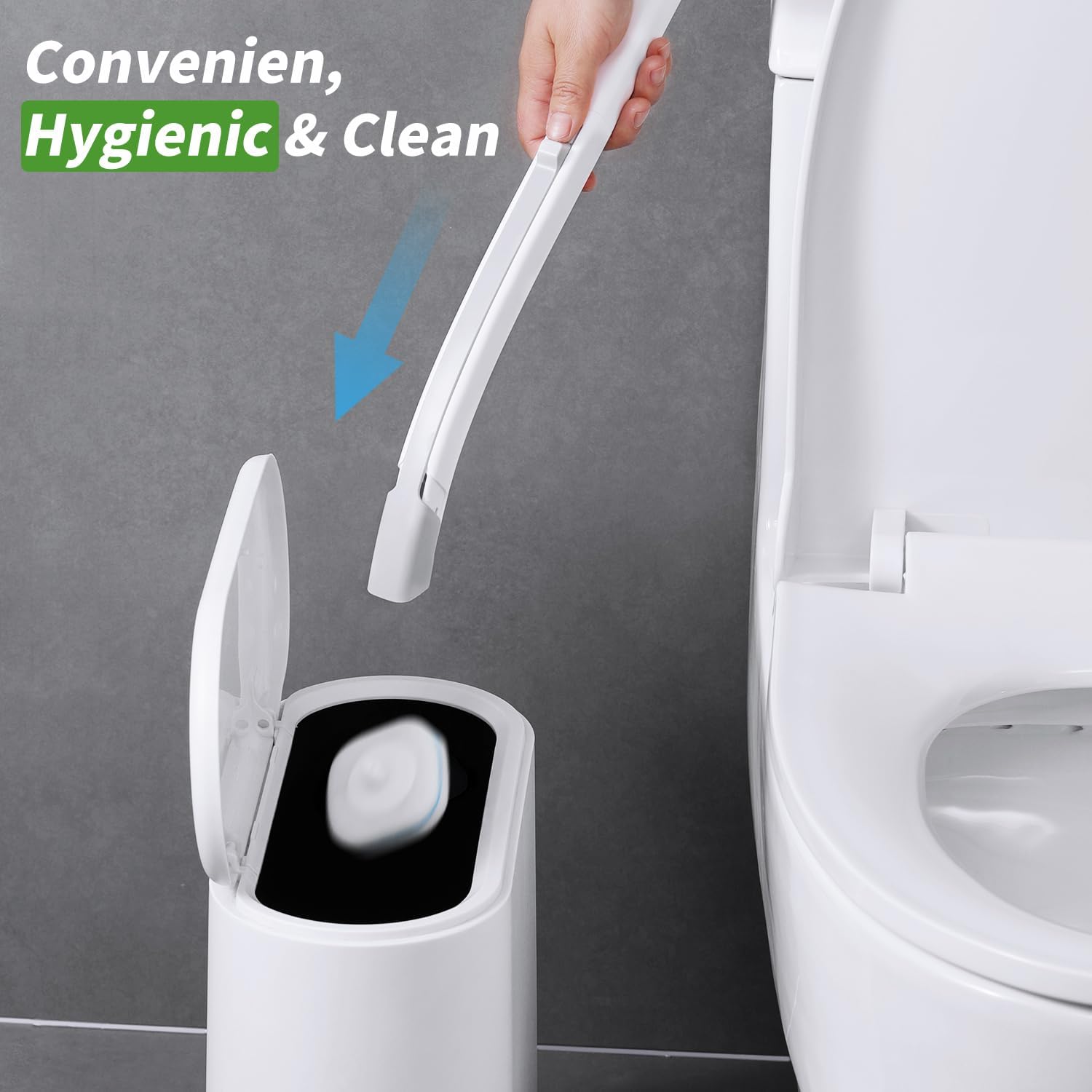 oshang Disposable Toilet Brush - Compact 3.4-Inch Slim Holder for Small Bathrooms, Toilet Bowl Cleaning System
