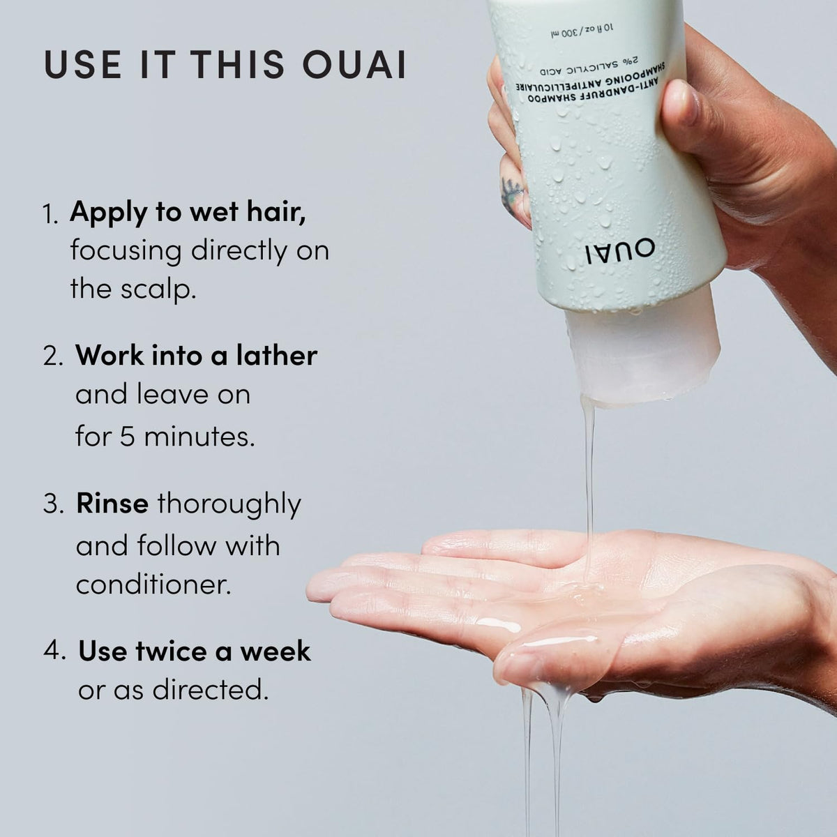 OUAI Anti Dandruff Shampoo – Stress-Relieving Scalp Treatment for Your Wind-Down Shower Ritual, 10 Fl Oz