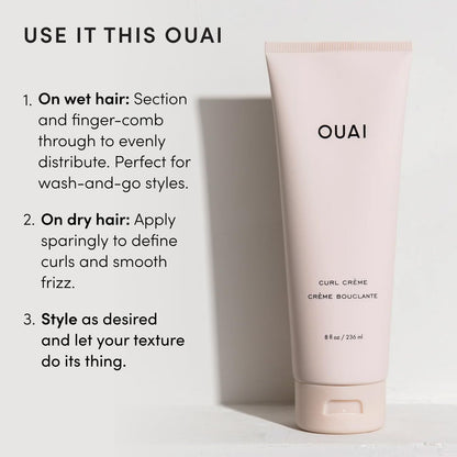 OUAI Curl Cream - Clean Defining Cream for Curly Hair, Capsule Bathroom Essential with No Unnecessary Steps