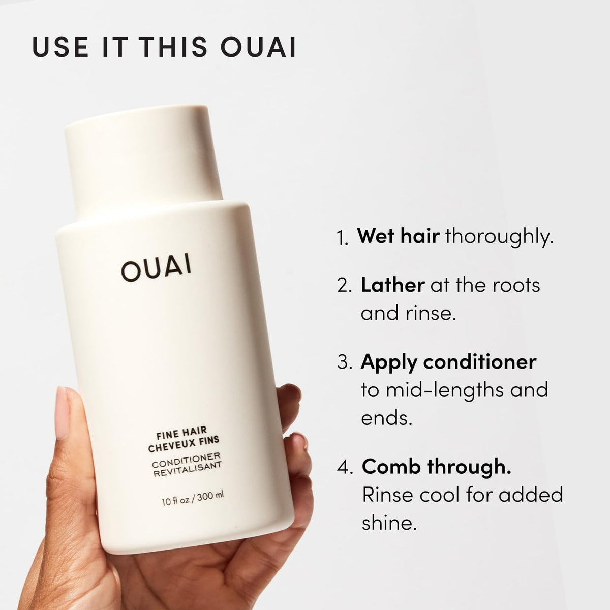 OUAI Fine Hair Wash and Conditioner Duo - Spa-Style Self-Care Ritual for the Home Bath Sanctuary