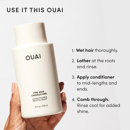 OUAI Fine Hair Wash and Conditioner Duo - Spa-Style Self-Care Ritual for the Home Bath Sanctuary
