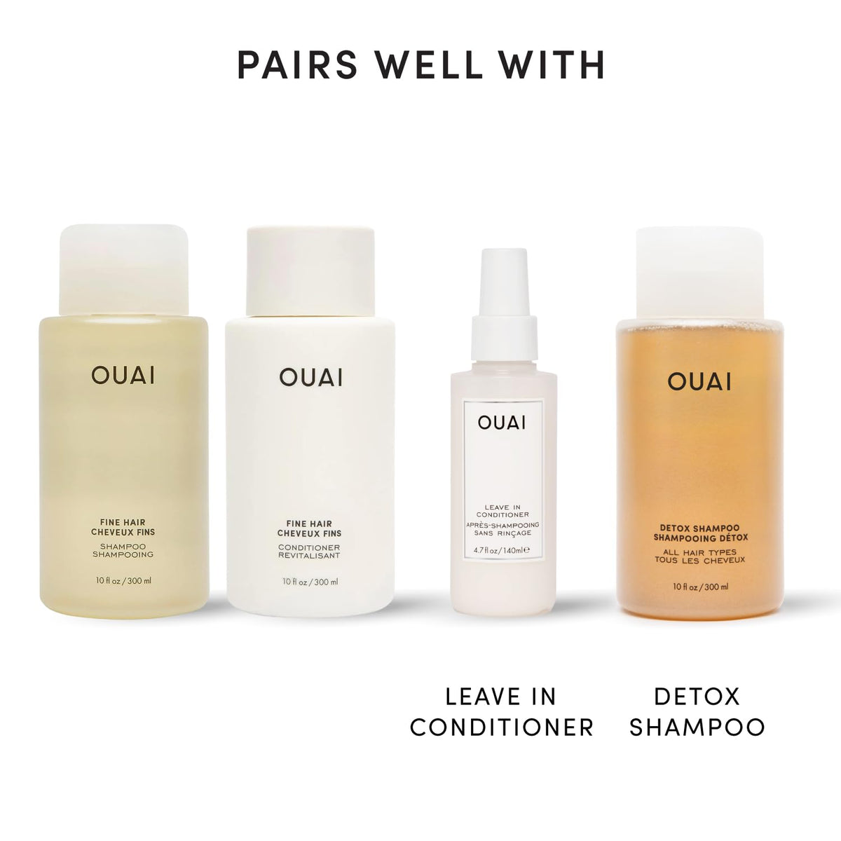 OUAI Fine Hair Wash and Conditioner Duo - Spa-Style Self-Care Ritual for the Home Bath Sanctuary
