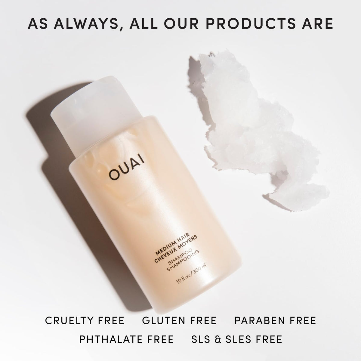 OUAI Medium Hair Shampoo - Neutral Scented Refillable Shampoo for the Uncluttered Vanity