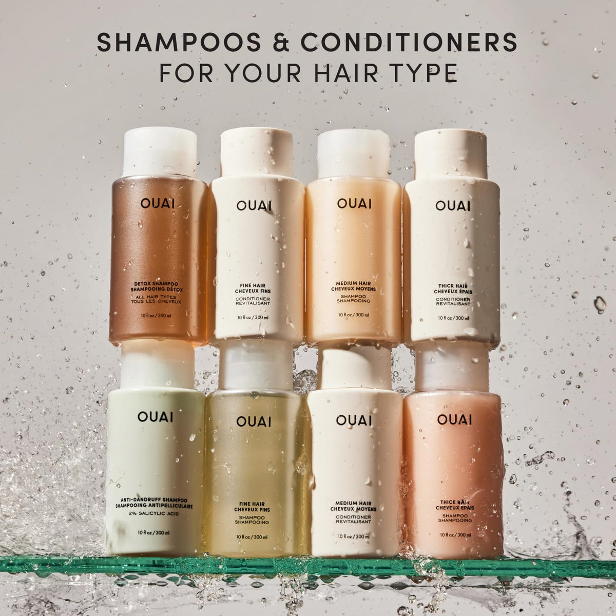 OUAI Medium Hair Shampoo - Neutral Scented Refillable Shampoo for the Uncluttered Vanity