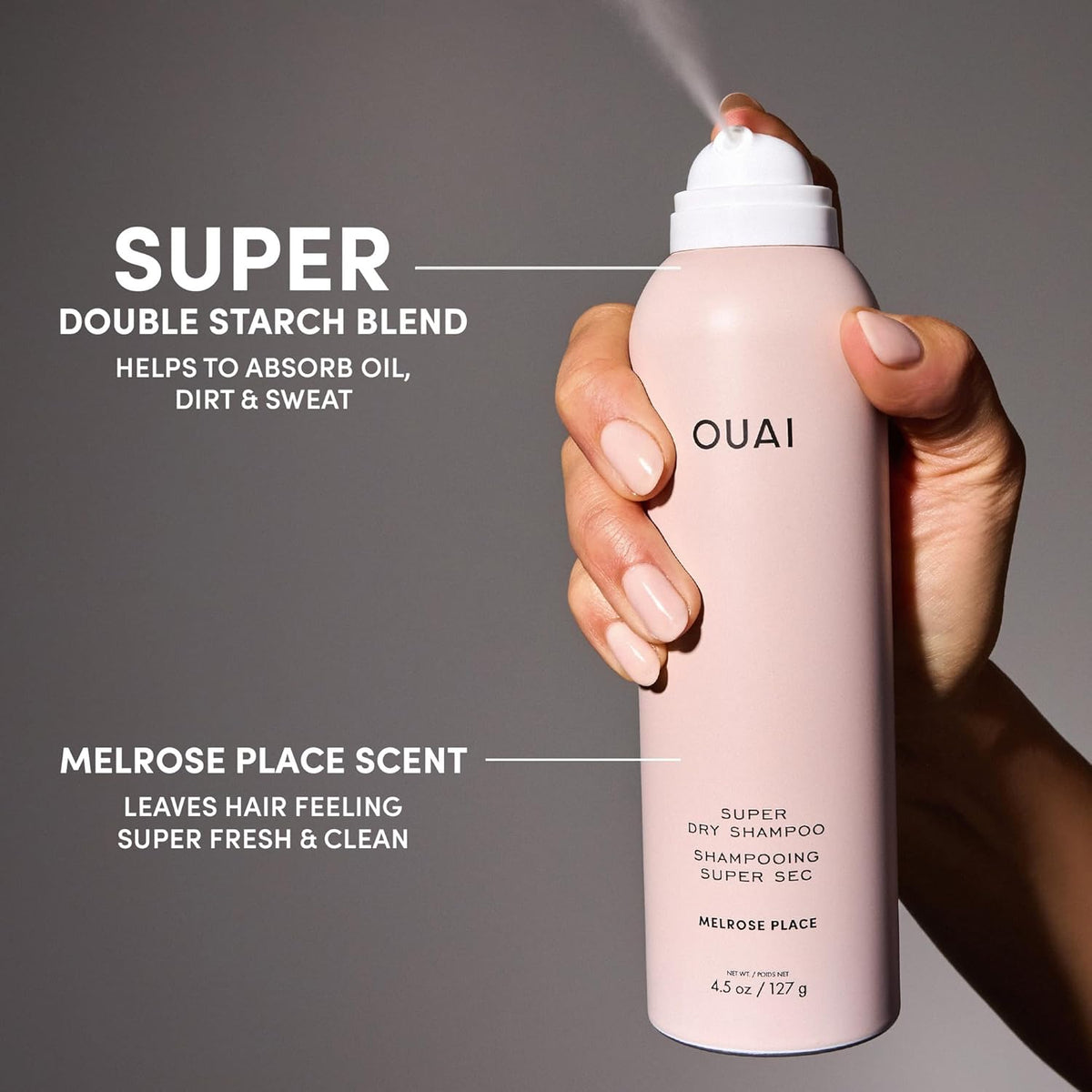 OUAI Super Dry Shampoo - Pampering Mother's Day Present, Luxury Volumizing Dry Shampoo Melrose Place 4.5 oz