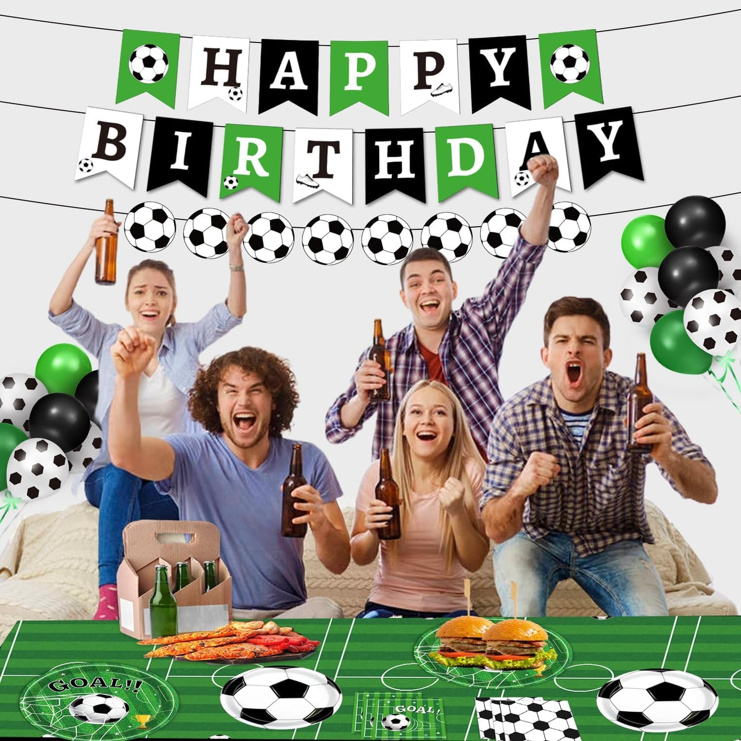 Outdoor Soccer Party Supplies – Complete 24-Guest Decoration Set for Field & Patio Entertaining