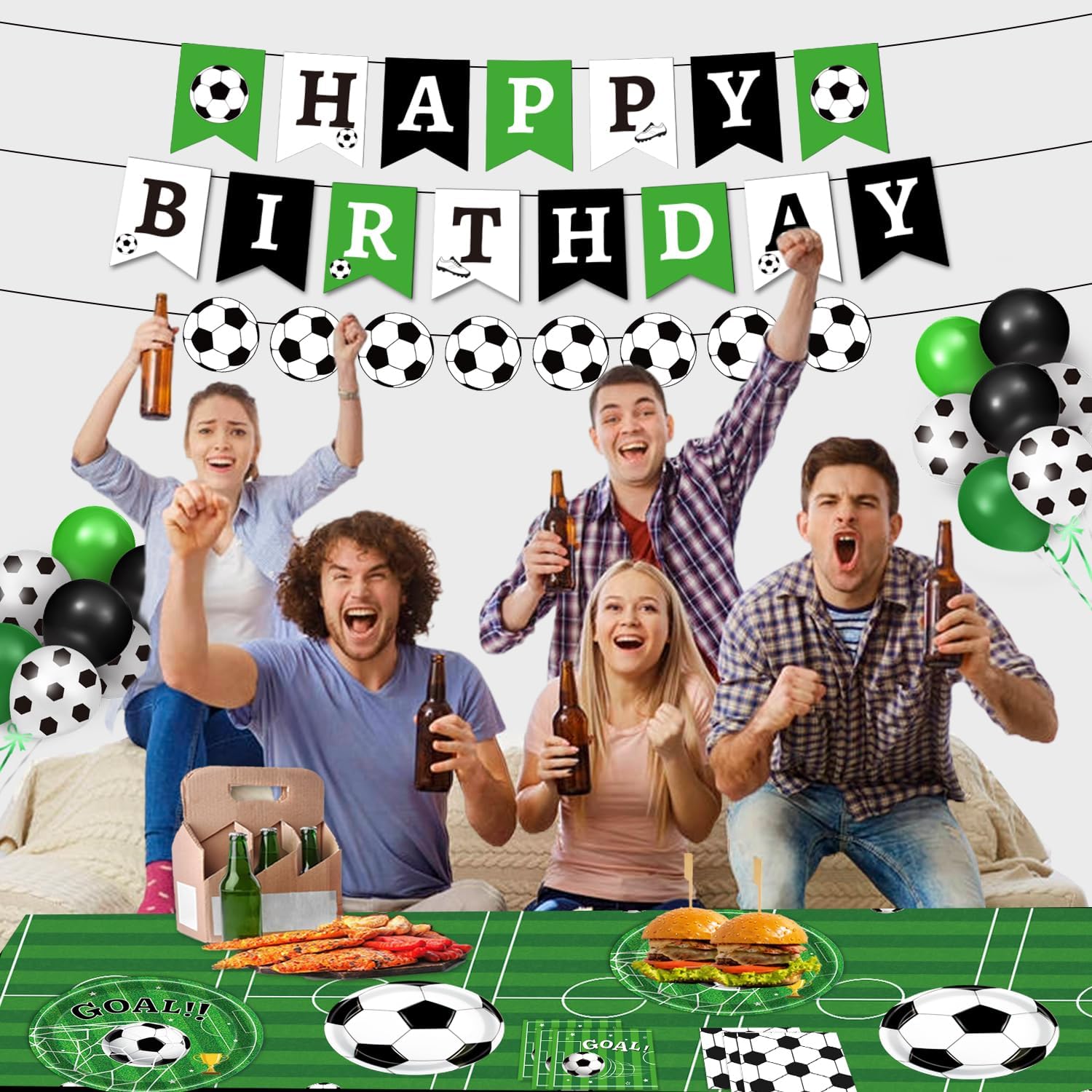 Outdoor Soccer Party Supplies – Complete 24-Guest Decoration Set for Field & Patio Entertaining