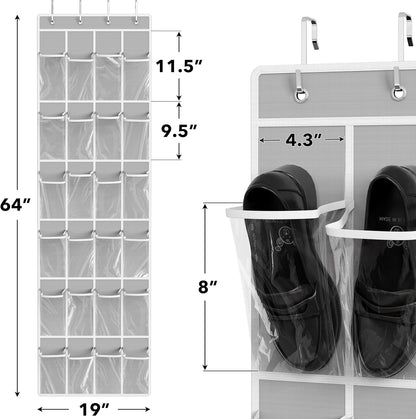 over-the-door mounting with 4 durable metal hooks for doors up to 1-3/8" thick