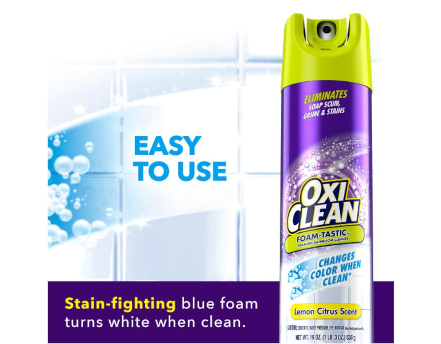 OxiClean Foam-Tastic Bathroom Cleaner 19oz 2-Pack – Calming Citrus Scent for Spa-Style Guest Bathroom Reset