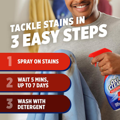 OxiClean Max Force Spray Refill – 7-Day Pre-Treat Laundry Stain Remover for Busy Schedules, 48 fl oz