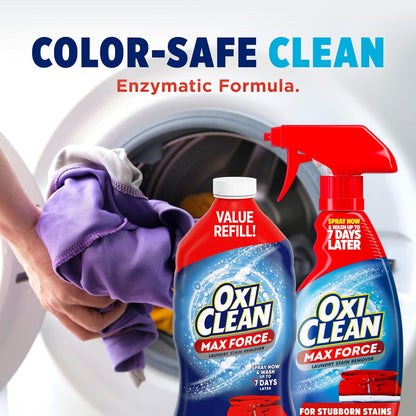 OxiClean Max Force Spray Refill – 7-Day Pre-Treat Laundry Stain Remover for Busy Schedules, 48 fl oz