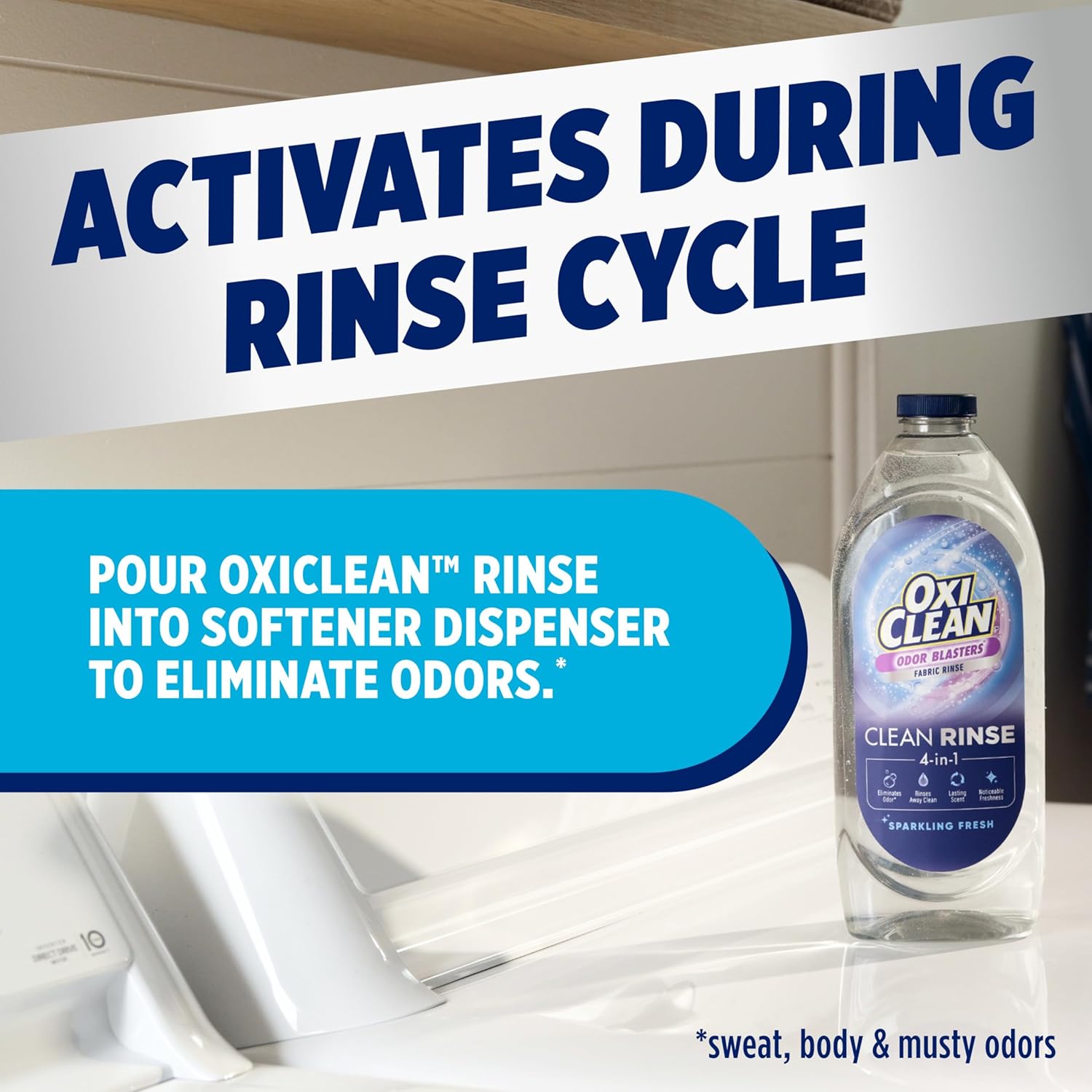 OxiClean Odor Blasters Fabric Rinse – Thoughtful Housewarming Gift for New Homeowners, Laundry Starter Must-Have, Sparkling Fresh Scent, 50 fl oz