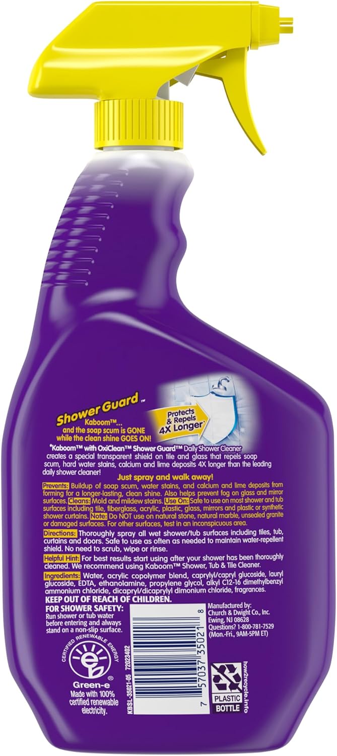 OxiClean Shower Guard Daily Shower Cleaner – Spa-Style Master Bathroom Upkeep, Anti-Fog Mirror Spray