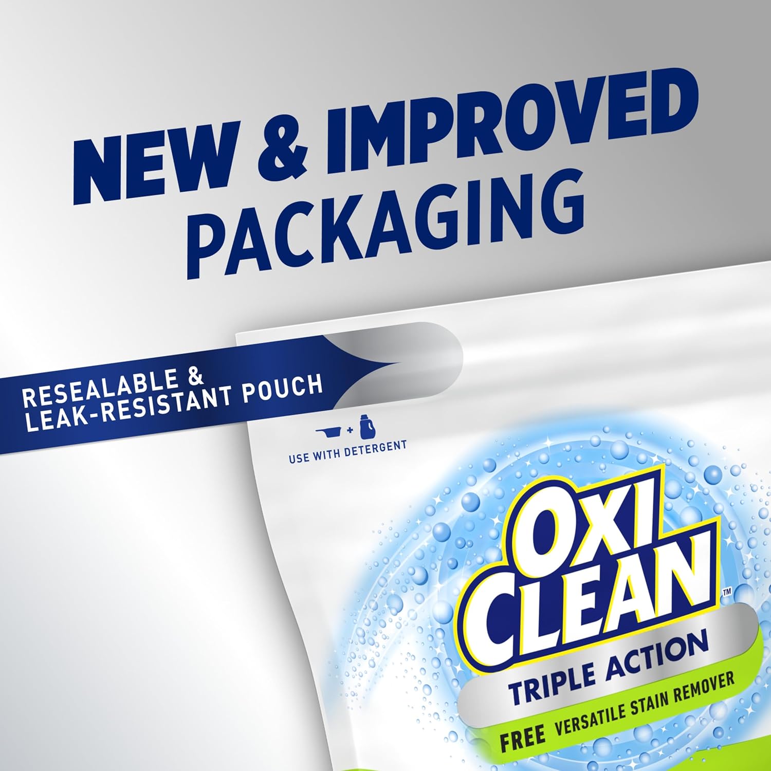 OxiClean Triple Action Free Powder – One-Pouch Laundry Solution for Uncluttered Homes, Replaces Multiple Cleaners