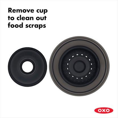 OXO Good Grips 2-in-1 Sink Strainer Stopper – Neutral-Toned Strainer and Stopper for Intentional Home Kitchens
