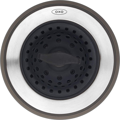 OXO Good Grips 2-in-1 Sink Strainer Stopper – Neutral-Toned Strainer and Stopper for Intentional Home Kitchens