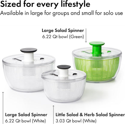 OXO Good Grips Salad Spinner | Compact Stacking Design for Small Galley and Studio Kitchens | Flat-Lock Storage Lid