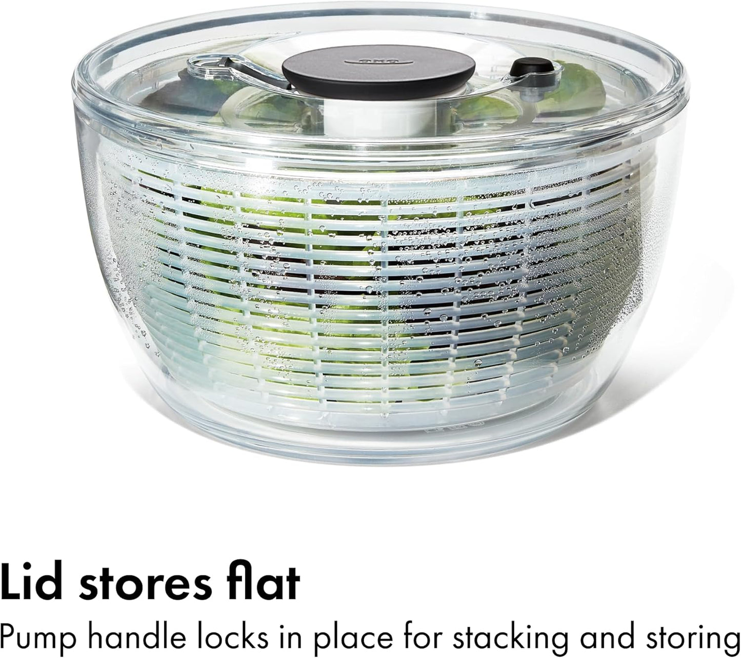OXO Good Grips Salad Spinner | Compact Stacking Design for Small Galley and Studio Kitchens | Flat-Lock Storage Lid