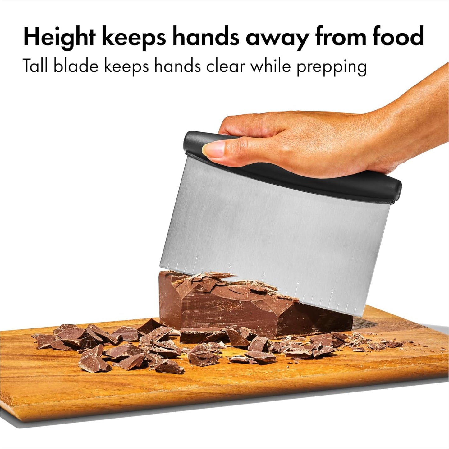 OXO Good Grips Stainless Steel Multi-Purpose Scraper & Chopper – Streamlined Kitchen Tool for Home Cooks Who Meal Prep, Cuts Dough and Vegetables