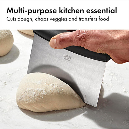 OXO Good Grips Stainless Steel Multi-Purpose Scraper & Chopper – Streamlined Kitchen Tool for Home Cooks Who Meal Prep, Cuts Dough and Vegetables
