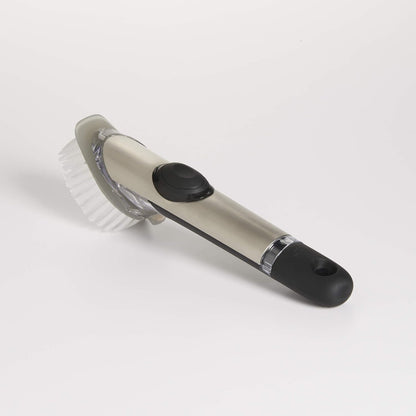 OXO Steel Soap Dispensing Dish Brush – Apartment Galley Kitchen Helper for One-Handed Dish Soap Dishwashing