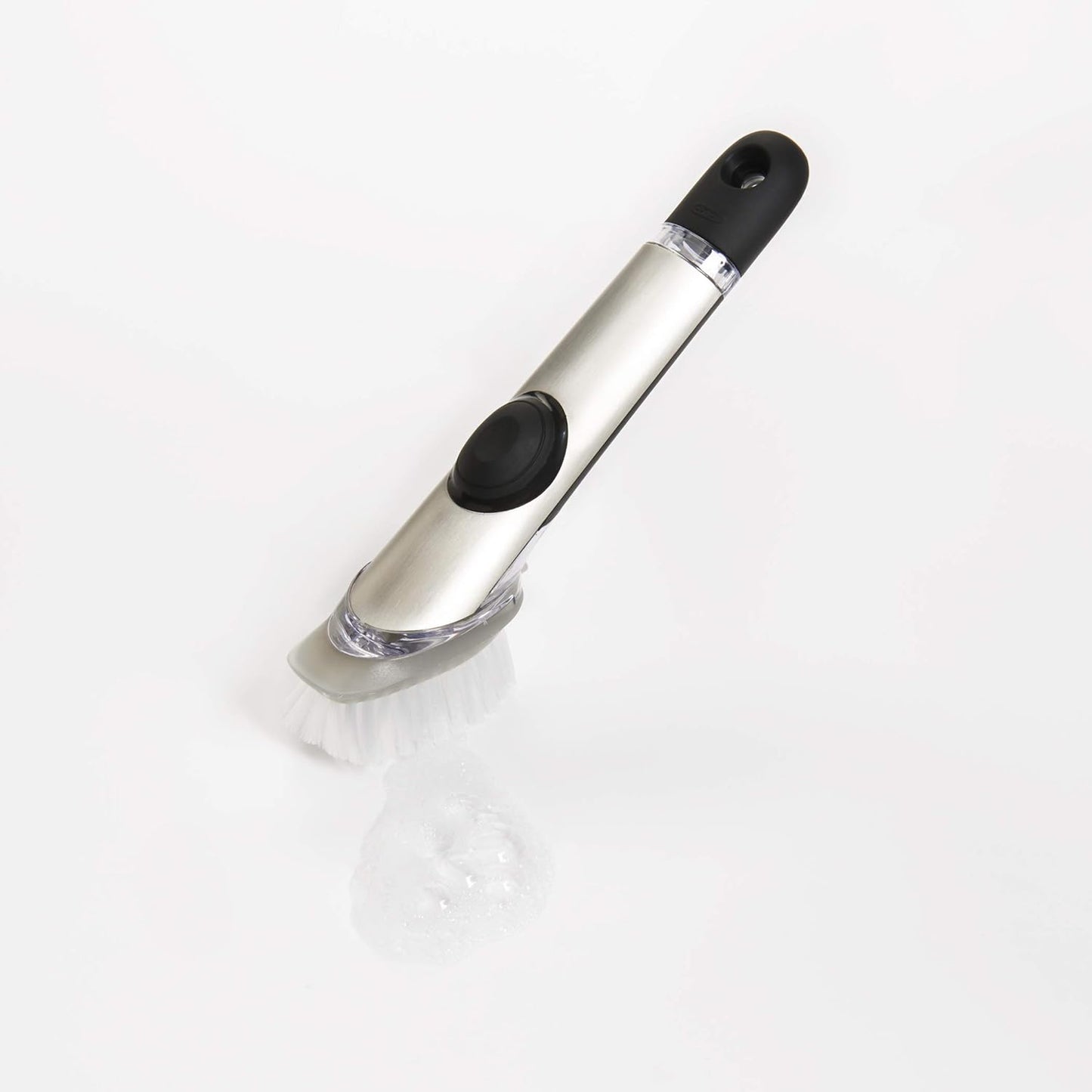 OXO Steel Soap Dispensing Dish Brush – Apartment Galley Kitchen Helper for One-Handed Dish Soap Dishwashing