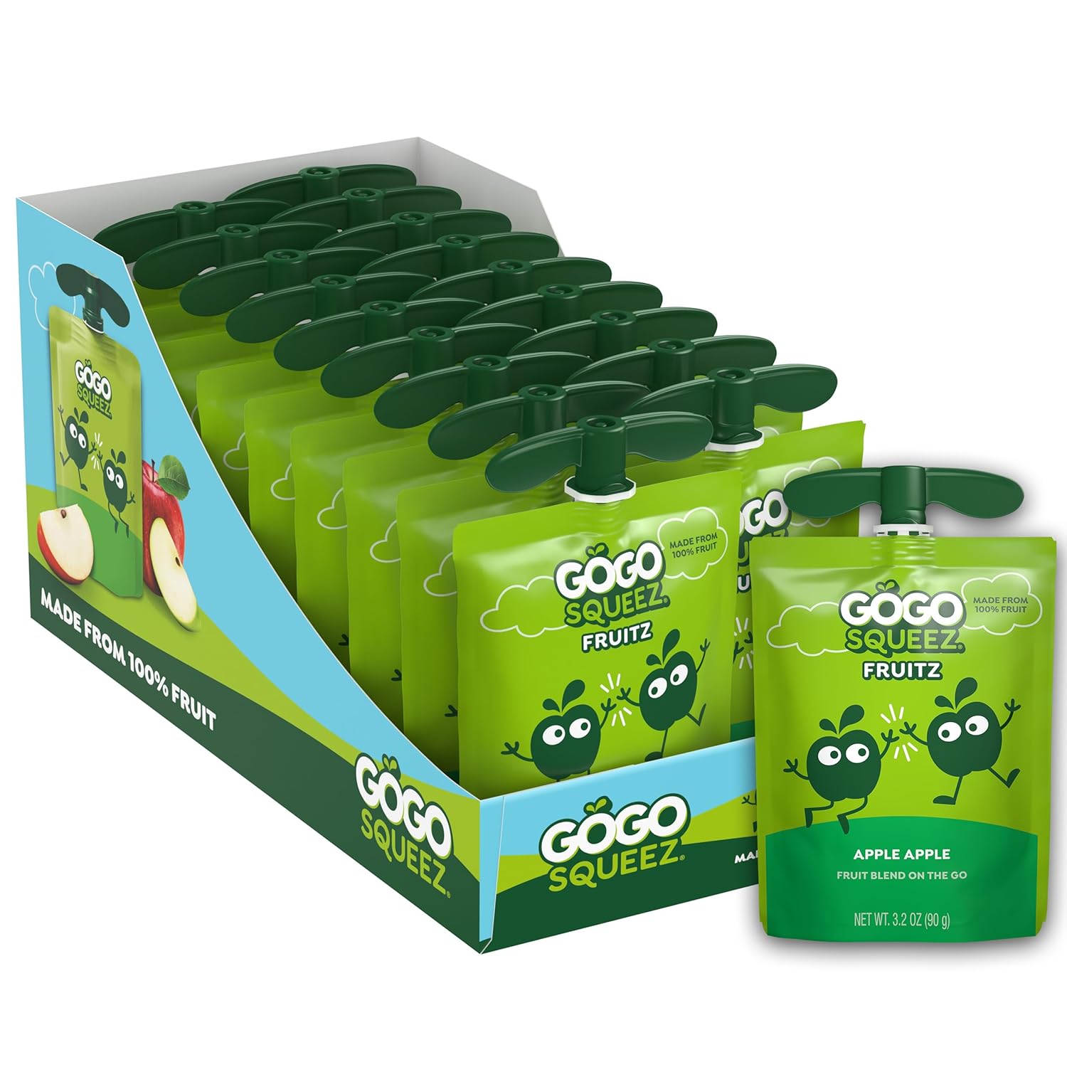 pack of 18, 3.2 oz bpa-free squeezable pouches with recloseable cap
