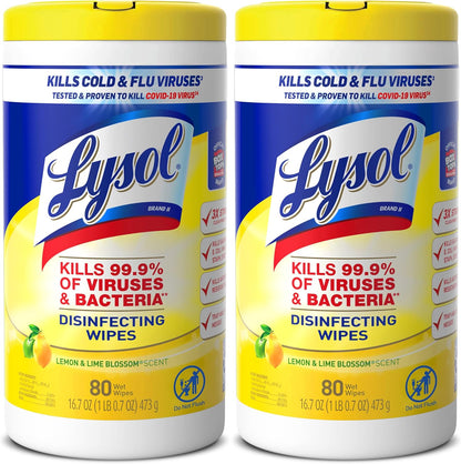 pack of 2 canisters with 80 wipes each (160 total) for high-volume usage