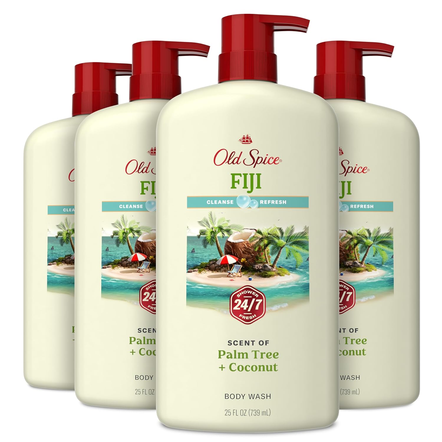 pack of 4 bottles in 25 fl oz or 30 fl oz sizes for extended supply