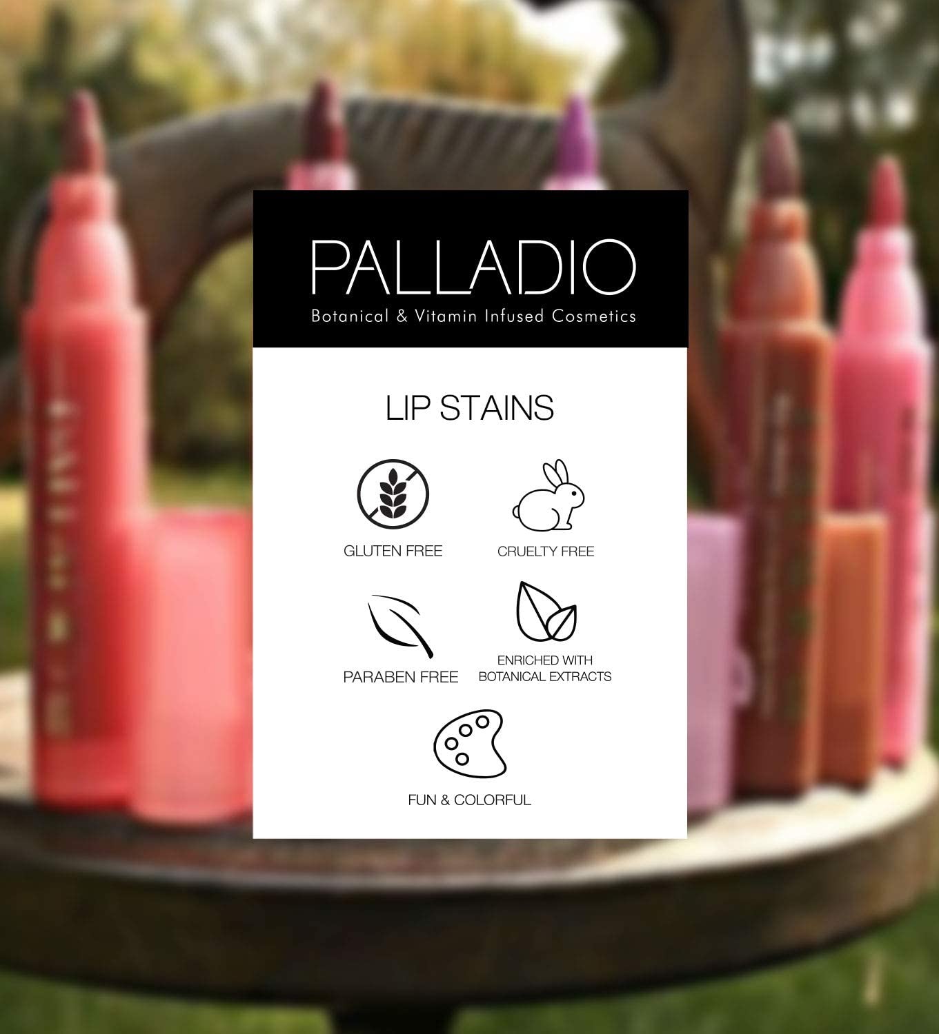 Palladio Lip Stain – Self-Care Beauty Ritual for Relaxing Bath Time, Hydrating Clean Color
