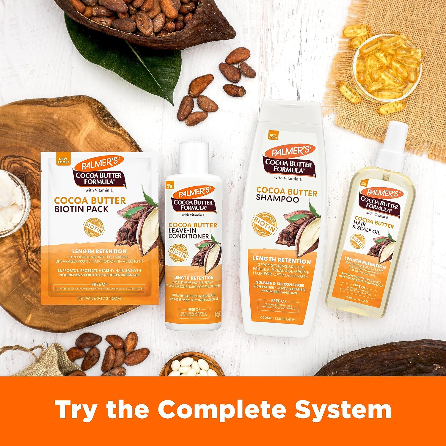 Palmer's Cocoa Butter & Biotin Length Retention Pack – Self-Care Deep Conditioning Ritual for Damaged Hair at Home