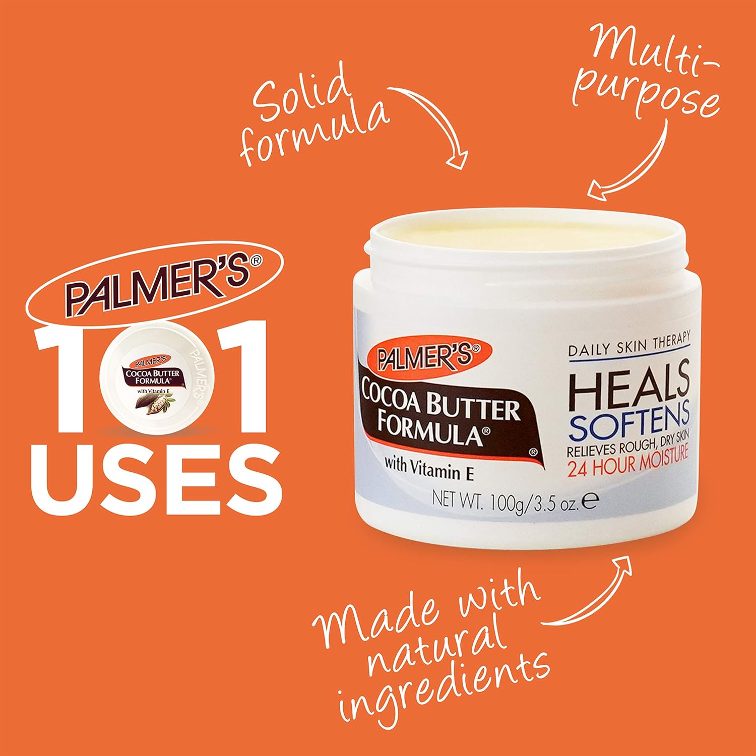 Palmer's Cocoa Butter Daily Solid Therapy – Sting-Free Moisturizer Safe for Cuts, Post-Surgical Incisions, and Delicate Skin
