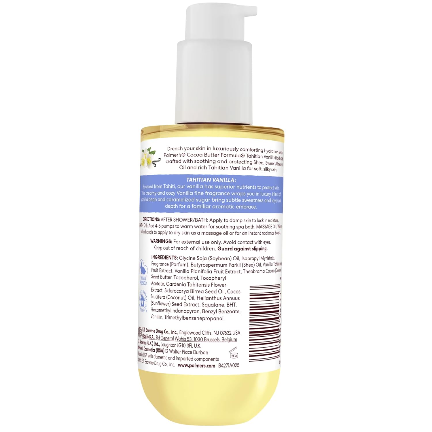 Palmer's Cocoa Butter Formula Body Oil with Tahitian Vanilla – Nightly Self-Care Ritual for Mindful Hydration, 6.5 Oz