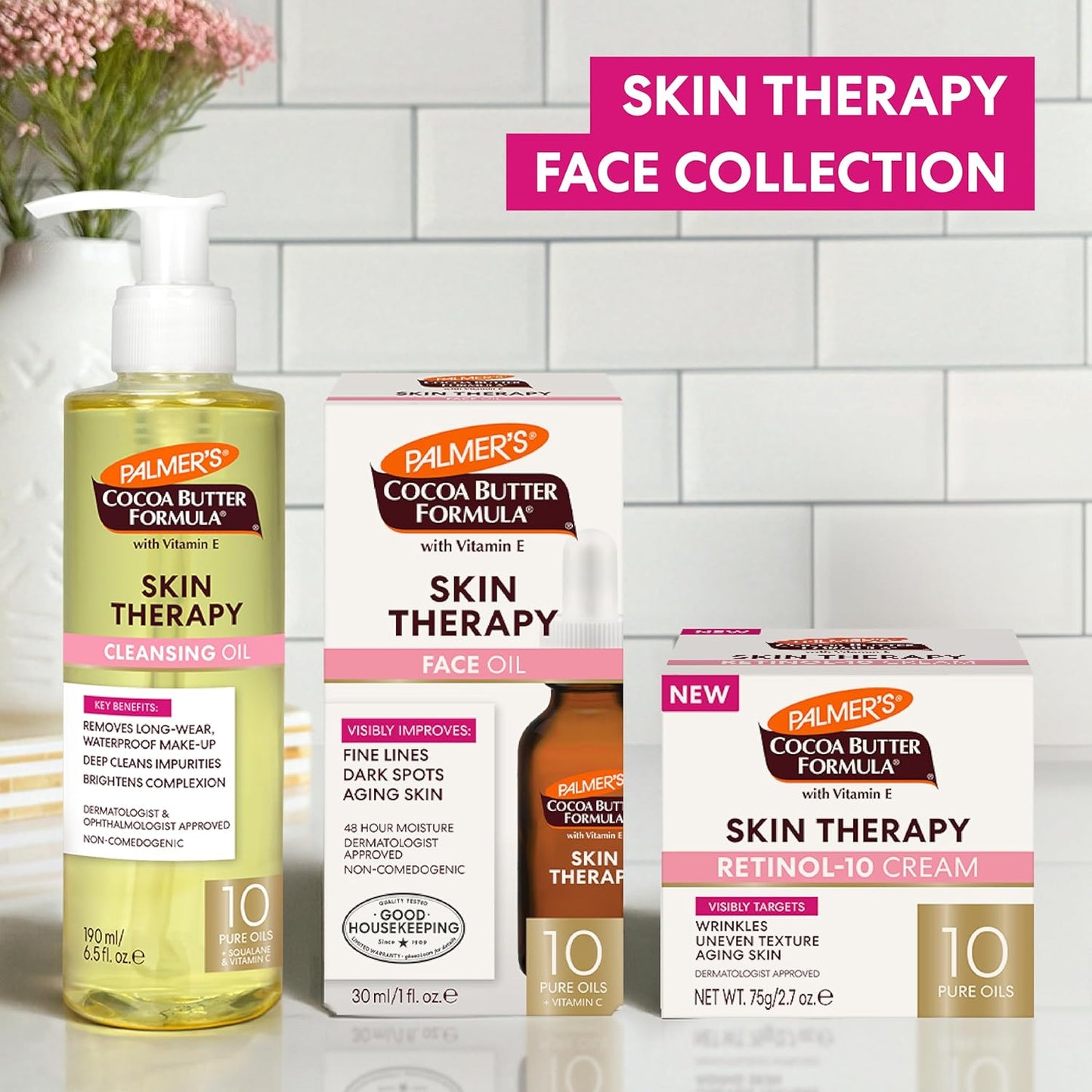Palmer's Cocoa Butter Formula Face Cream – Simple Anti-Aging Moisturizer for Clean Bathroom Countertop Styling